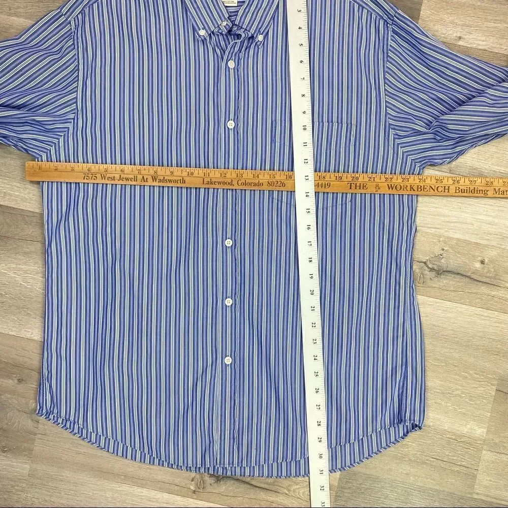 Vintage J. Crew‎ Striped Long Sleeve Button Front Shirt Blue White Large